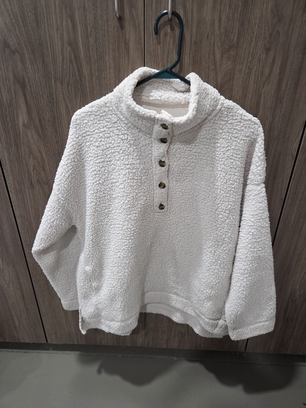 aerie Cream Sherpa Snap-Front Pullover